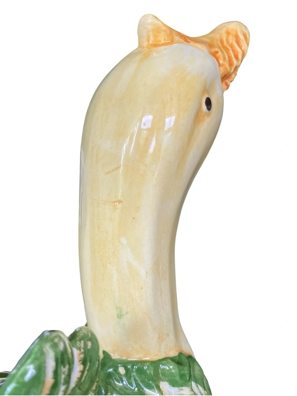 Vintage Vietri Italy Goose Cabbage Tureen Majolica Botanical Kitsch